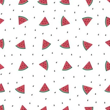 Watermelon Slices Seamless Pattern Vector Stock Illustration