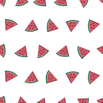 Watermelon Slices Seamless Pattern Vector Stock Illustration