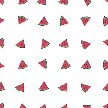 Watermelon Slices Seamless Pattern Vector Stock Illustration