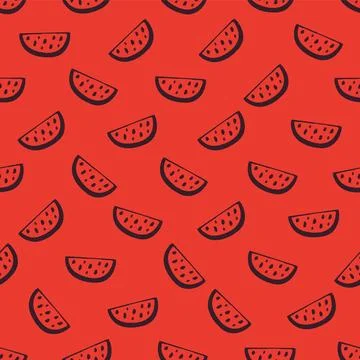 Watermelon Slices Seamless Pattern. Vector seamless pattern illustration Stock Illustration