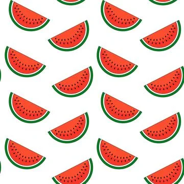 Watermelon slices seamless vector pattern on transparent background Stock Illustration