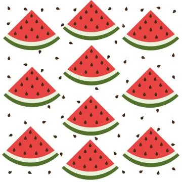Watermelon slices vector fun pattern background Illustrazione stock