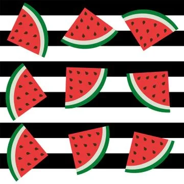 Watermelon slices vector fun pattern background Illustrazione stock