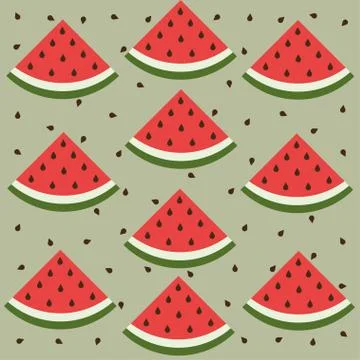 Watermelon slices vector fun pattern background Stock Illustration