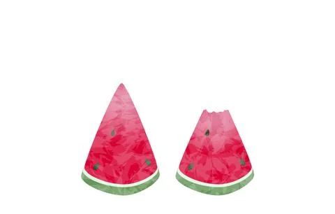 Watermelon: small cut size, 2 slices, transparent watercolor style Illustrazione stock