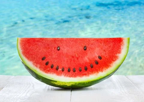 Watermelon with smiley seeds. Stock Photos