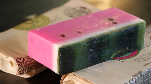 Watermelon Specialty Soap #2 (Custom Bar of Soap) Stock Footage 38036795