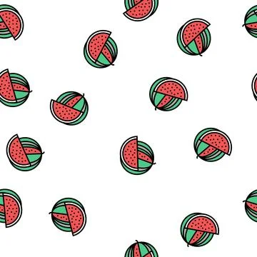 Watermelon summer berry vector seamless pattern Illustrazione stock