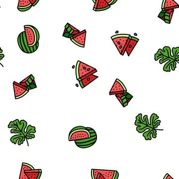 Watermelon summer fruit slice vector seamless pattern イラスト素材