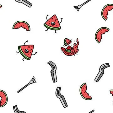 Watermelon summer fruit slice vector seamless pattern イラスト素材