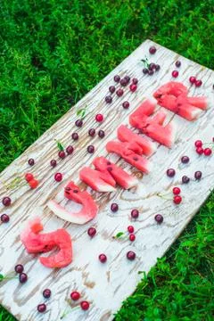 Watermelon summer letters Stock Photos