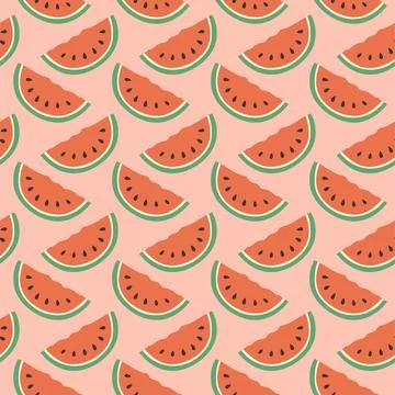 Watermelon summer pattern on pink background. Simple seamless pattern with Stock Illustration