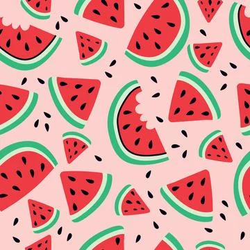 Watermelon summer pattern on pink background. Simple seamless pattern with .. Stock Illustration