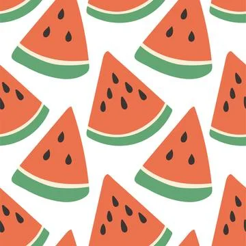 Watermelon summer pattern on white background. Simple seamless pattern with Stock Illustration