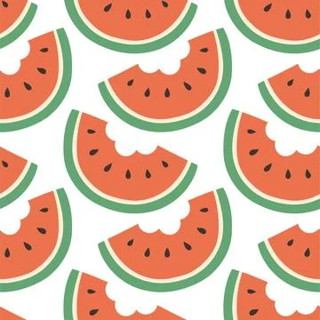 Watermelon summer pattern on white background. Simple seamless pattern with Stock Illustration
