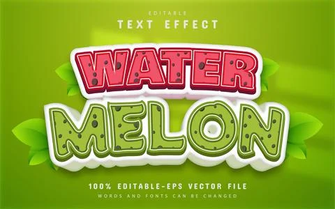 Watermelon text effect cartoon style Illustrazione stock