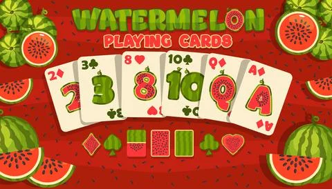 Watermelon Themed Playing Cards Иллюстрация