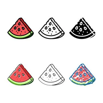 Watermelon triangular slice color icon styleset vector Stock Illustration