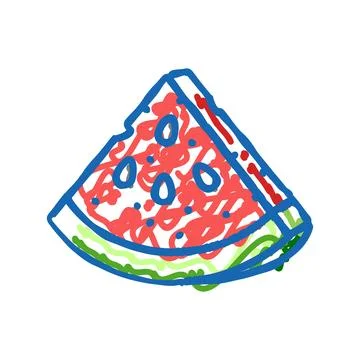 Watermelon triangular slice icon doodle illustration Stock Illustration