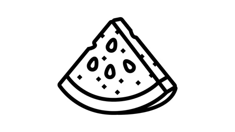 Watermelon triangular slice line icon animation 스톡 동영상 224423459