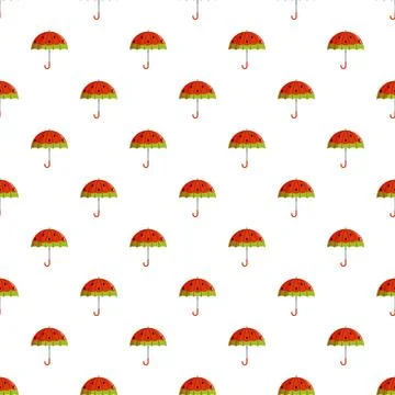 Watermelon umbrellas creating a seamless summer pattern Stock Illustration