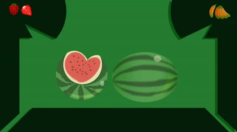 Watermelon  - Vector Graphics - Food Animation - leaves Stock Footage 61297610
