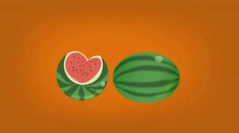 Watermelon  - Vector Graphics - Food Animation - orange Stock Footage 61297617