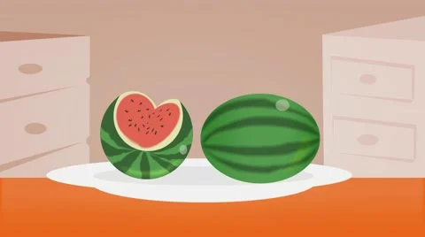 Watermelon  - Vector Graphics - Food Animation - plate Stock Footage 61297623