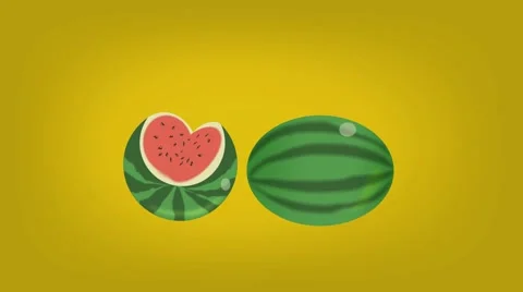 Watermelon  - Vector Graphics - Food Animation - yellow Stock Footage 61297629