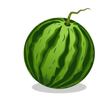 Watermelon vector icon on white background, flat, cartoon style. Stock Illustration
