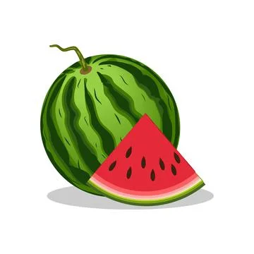 Watermelon vector icon on white background, flat, cartoon style. Stock Illustration