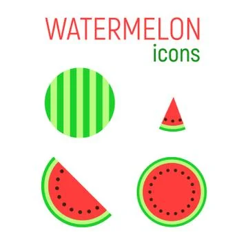 Watermelon vector icons set Stock Illustration