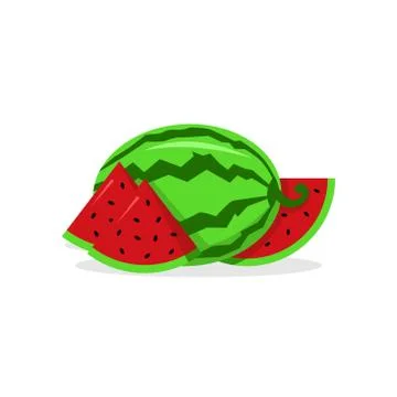 Watermelon vector illustration with shadow isolated on white background Stock Illustration