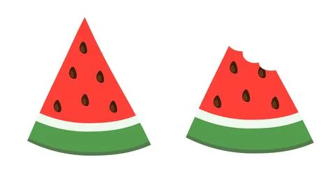 Watermelon Vector set. Cut slice and bitten. Flat collection illustration. Stock Illustration