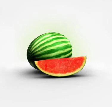  Watermelon on a white background (3D rendering) Minimal style illustratio... Stock Photos