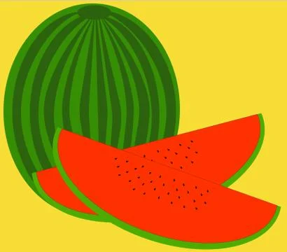 Watermelon on yellow background. Stock Illustration