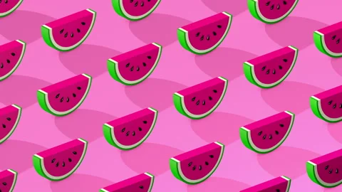 Watermelons animated isometric pattern loop 4k Stock Footage 134326946
