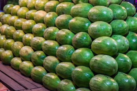 Watermelons piled Stock Photos