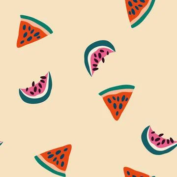 Watermelons seamless pattern. Fruits background. Perfect for printing on pack Stock Illustration
