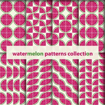Watermelons seamless patterns Stock Illustration