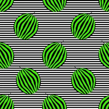Watermelons striped seamless pattern. Stock Illustration