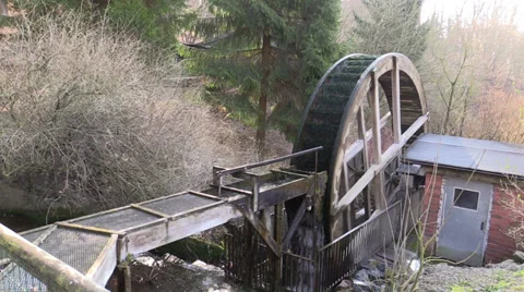 Watermill on creek  in a forest Stock Footage 36304121
