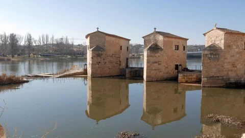 Watermill on the Douro River, Spain Stock Footage 86762014