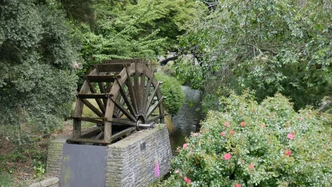 Watermill function in garden. Stock Footage 104693116