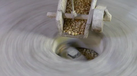 Watermill millstone grinding corn Видео 325274