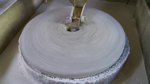 Watermill millstone grinding corn Stock Footage 325278