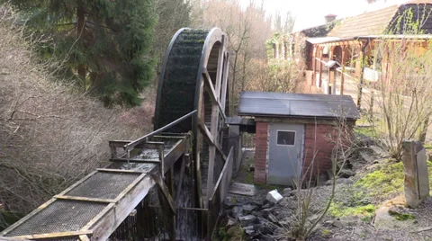 Watermill on stream in a forest Stock Footage 36269732