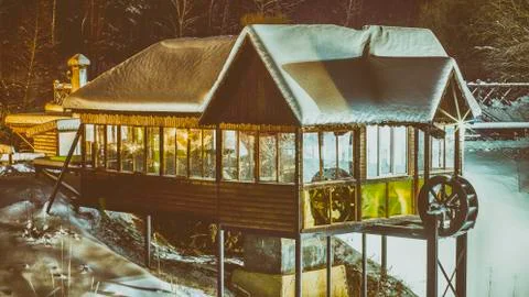 Watermill in Winter Stock Photos