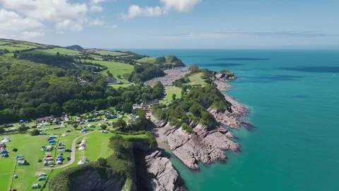 Watermouth Cave from a drone, Ilfracombe, Devon, England Stock Footage 250478641