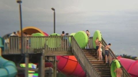 Waterpark Slide Line Clip Stock Footage 78201176